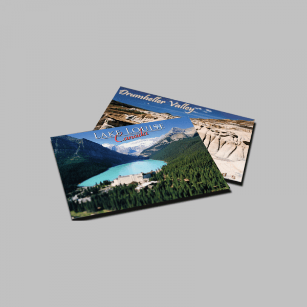 Postales chicas, 4X1 tintas Couche 300 grs 8.8 X 14.5 cm